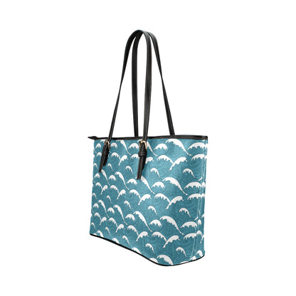 Surf Wave Tribal Design Leather Tote Bag
