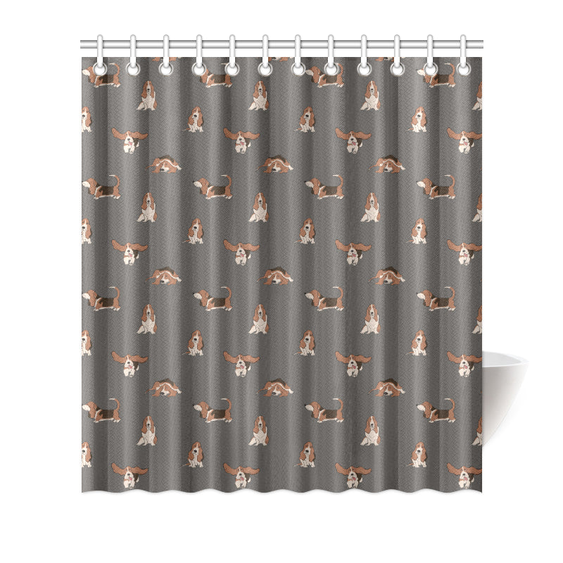 Basset Hound Pattern Print Design 03 Shower Curtain