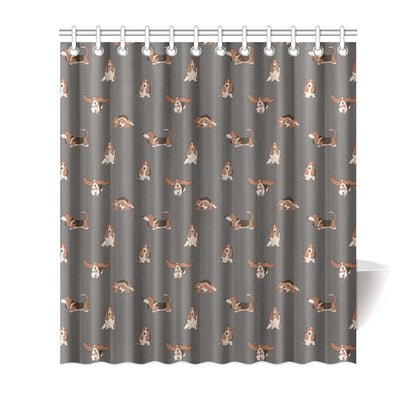 Basset Hound Pattern Print Design 03 Shower Curtain