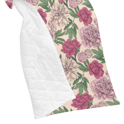 Peony Pattern Print Design A01 Premium Quilt