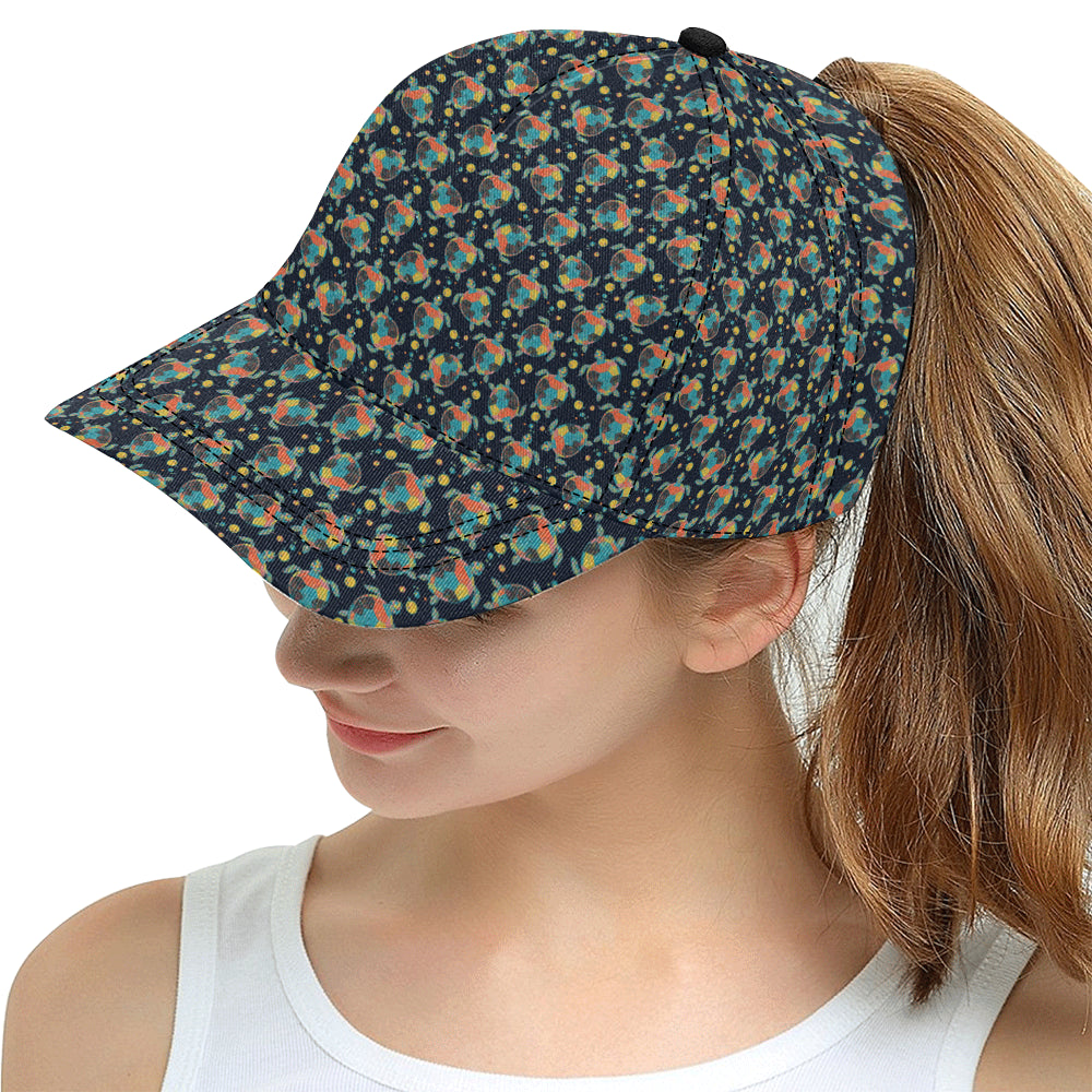 Sea Turtle Colorful with bubble Print Snapback Cap