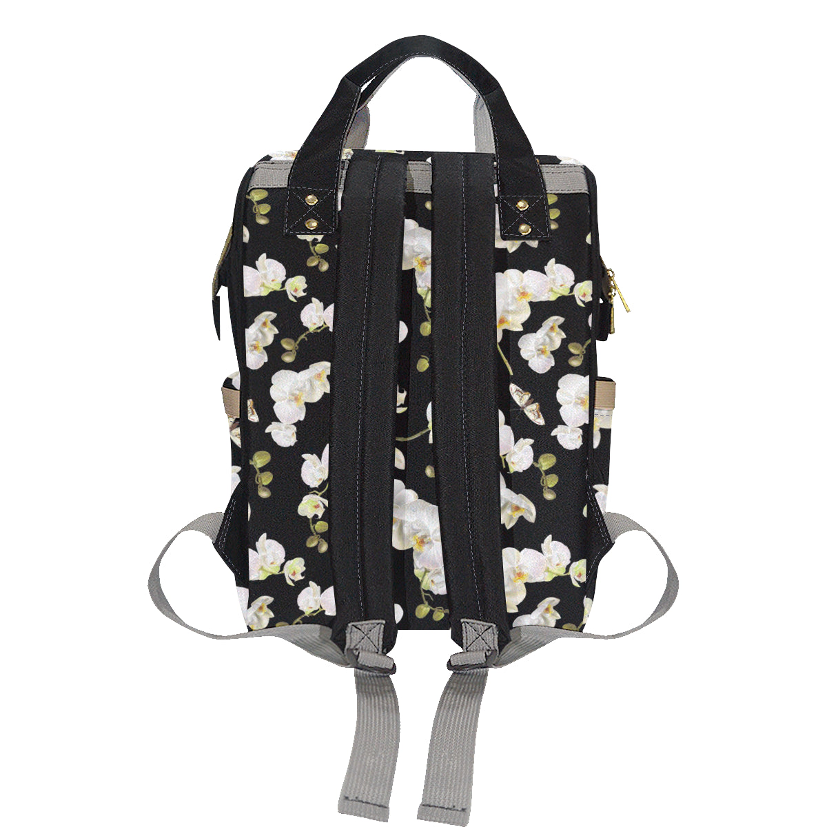 Orchid White Pattern Print Design OR011 Diaper Bag Backpack