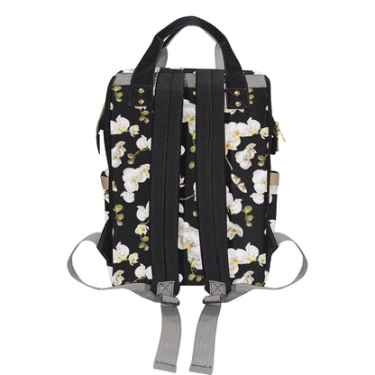 Orchid White Pattern Print Design OR011 Diaper Bag Backpack
