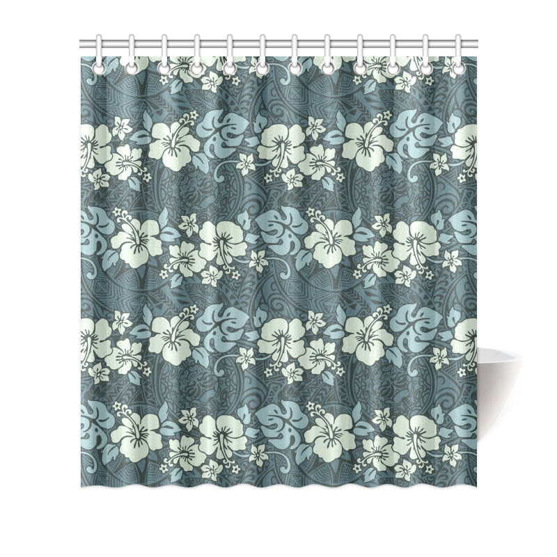 Flower Hawaiian Hibiscus Style Print Pattern Shower Curtain