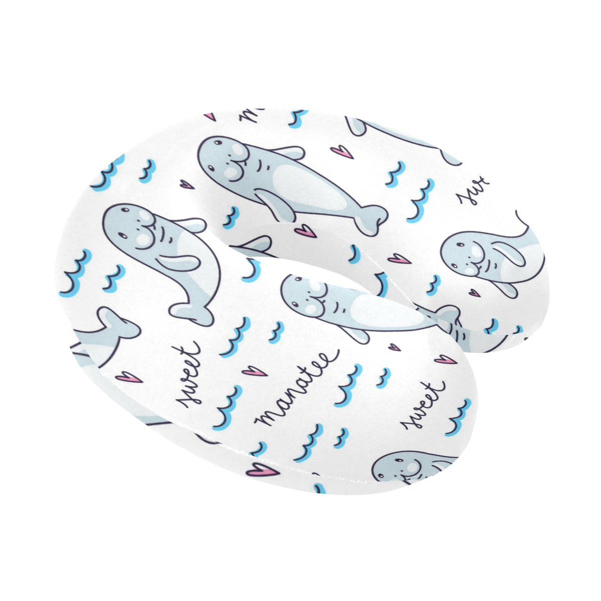 Manatee Baby Pattern Print Design 03 U-Shaped Travel Neck Pillow