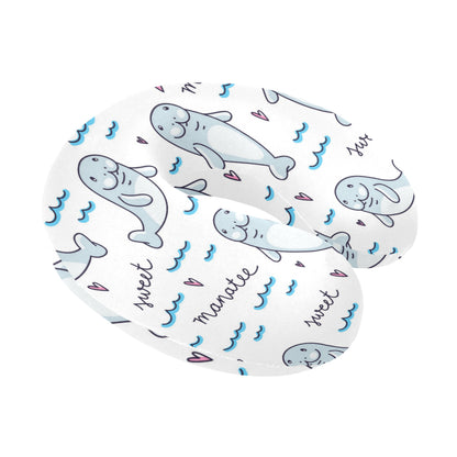 Manatee Baby Pattern Print Design 03 U-Shaped Travel Neck Pillow