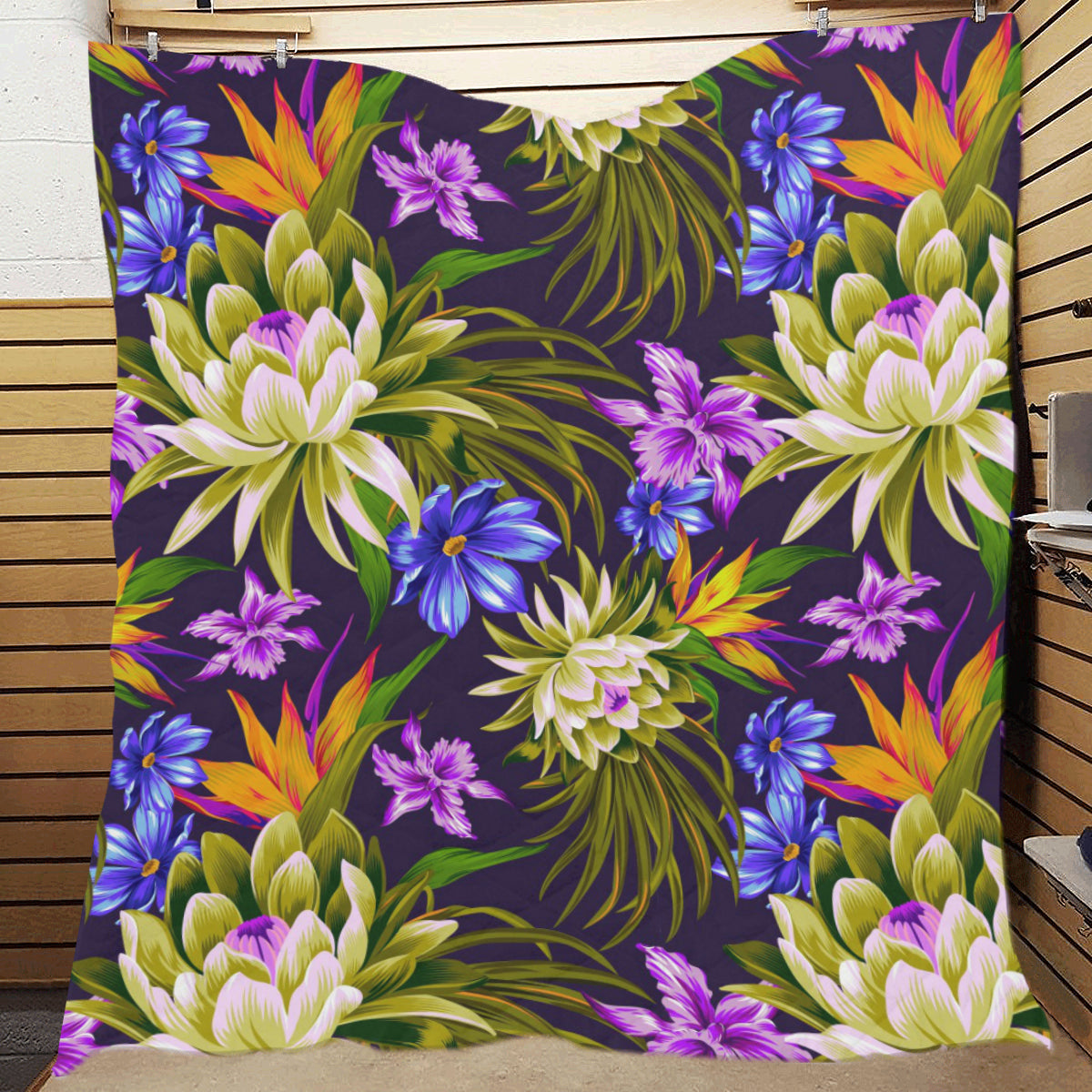 Water Lily Pattern Print Design WL08 Premium Quilt