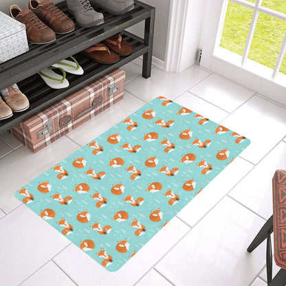 Fox Design Snow Print Pattern Rubber Doormat