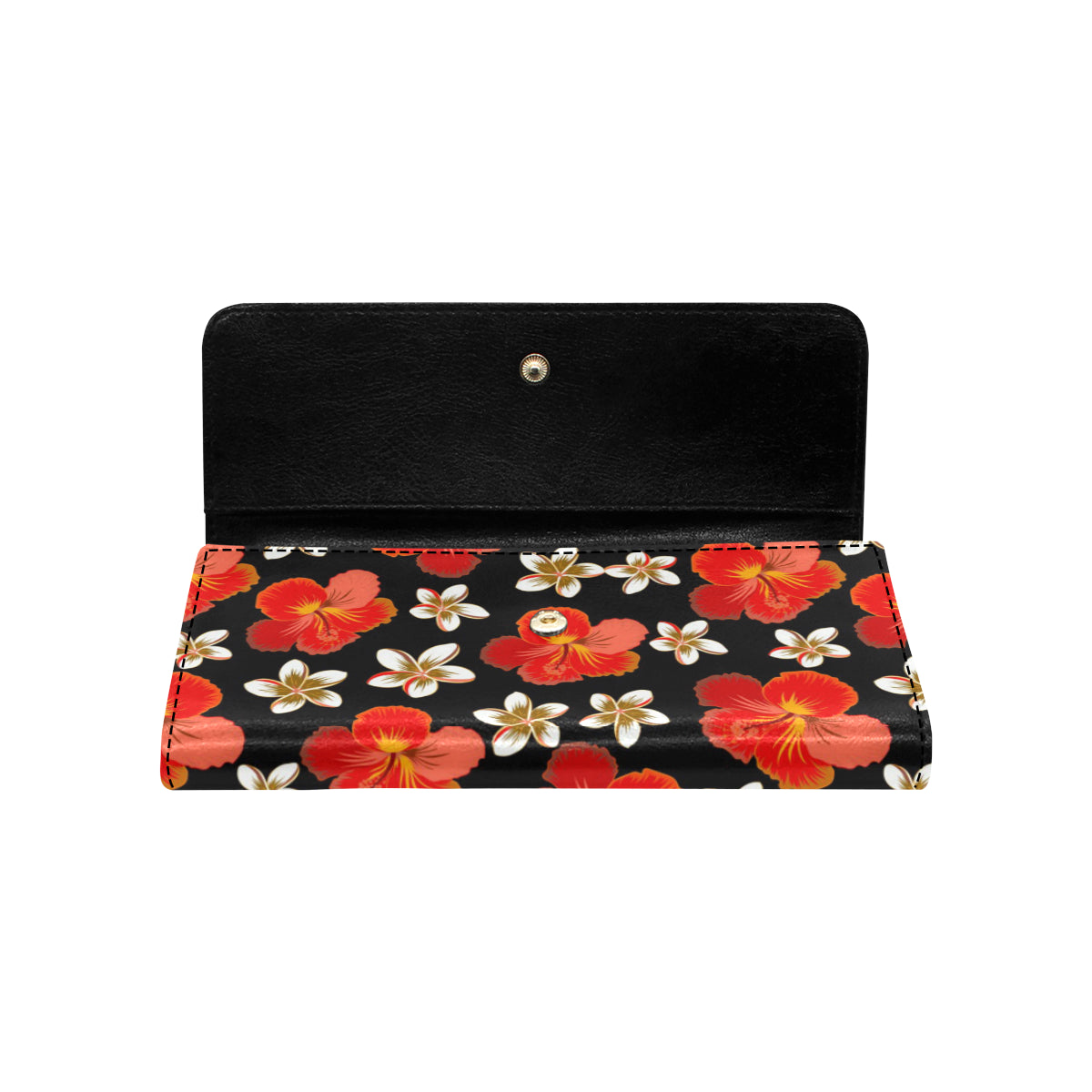 Red Hibiscus Pattern Print Design HB022 Women's Trifold Wallet