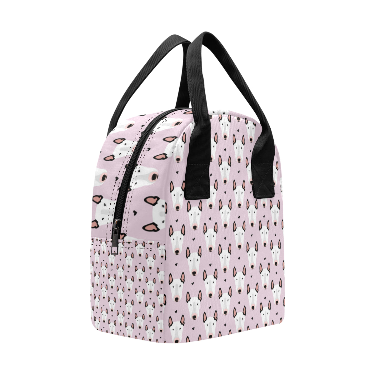 Bull Terrier Pink Print Pattern Insulated Lunch Bag