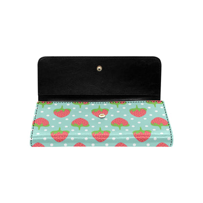 Strawberry Pattern Print Design SB06 Women's Trifold Wallet