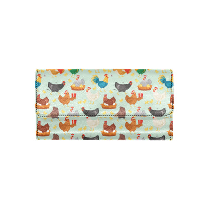 Chicken Pattern Print Design 07 Women's Trifold Wallet