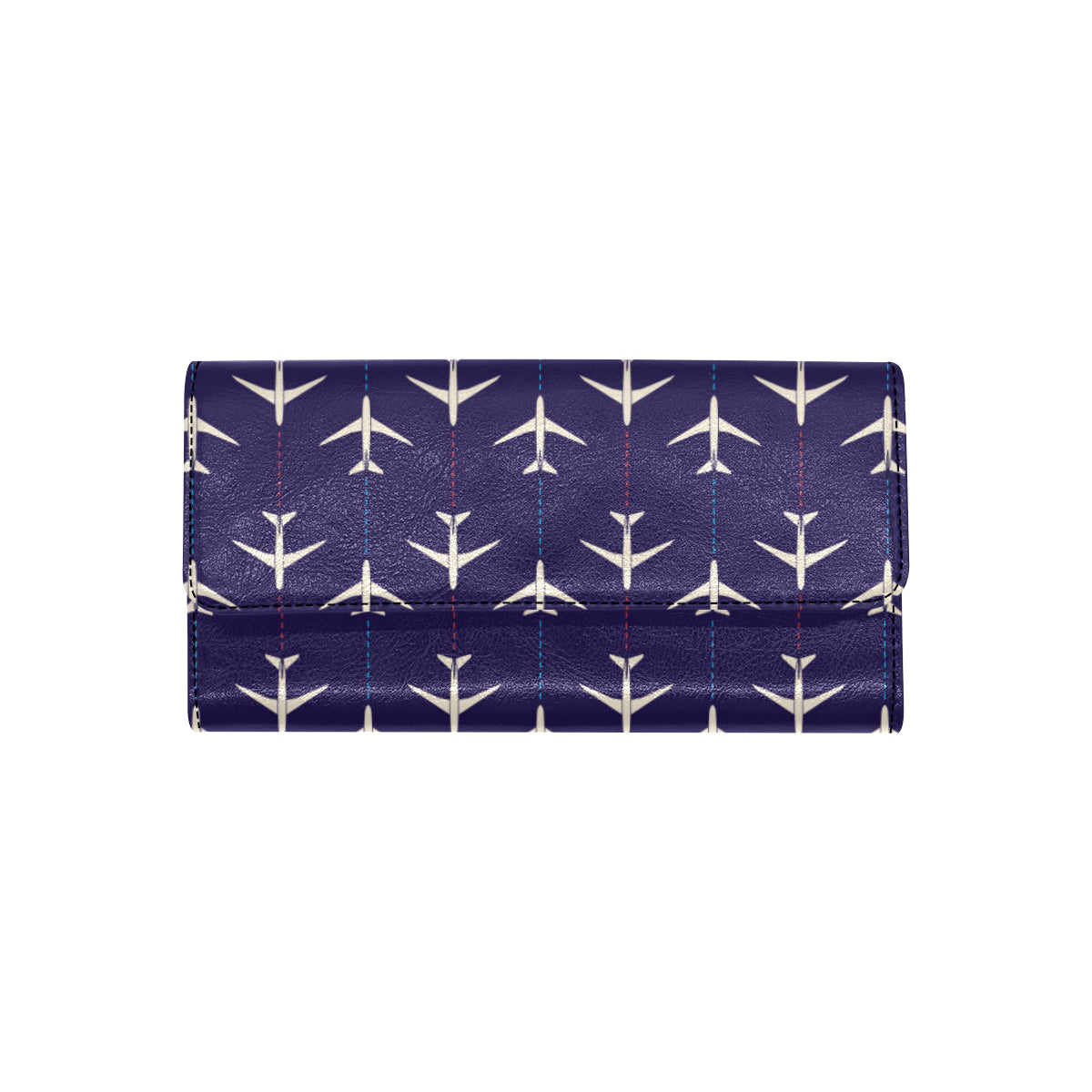 Airplane Pattern Print Design 03 Women's Trifold Wallet