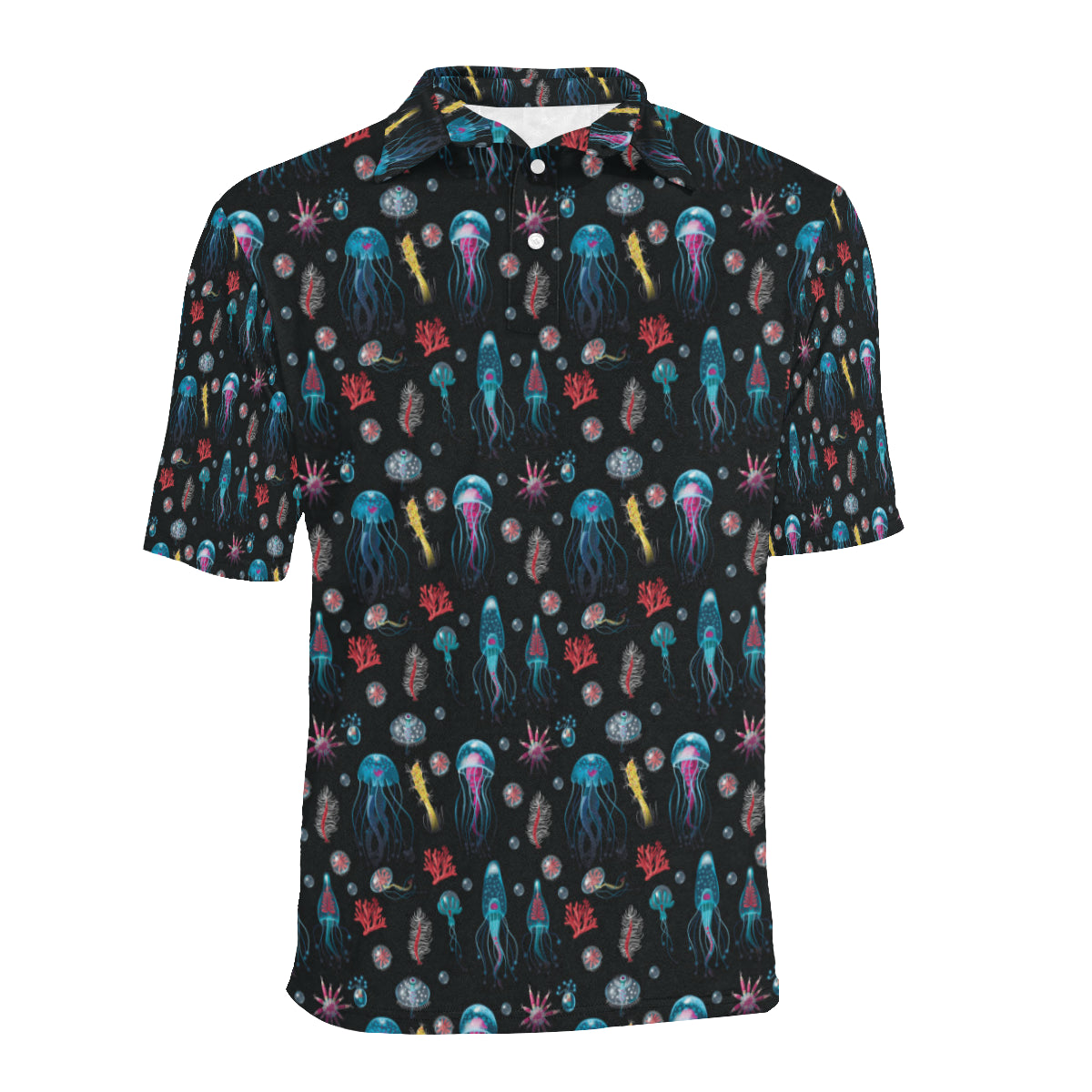 Jellyfish Underwater Print Men Polo Shirt