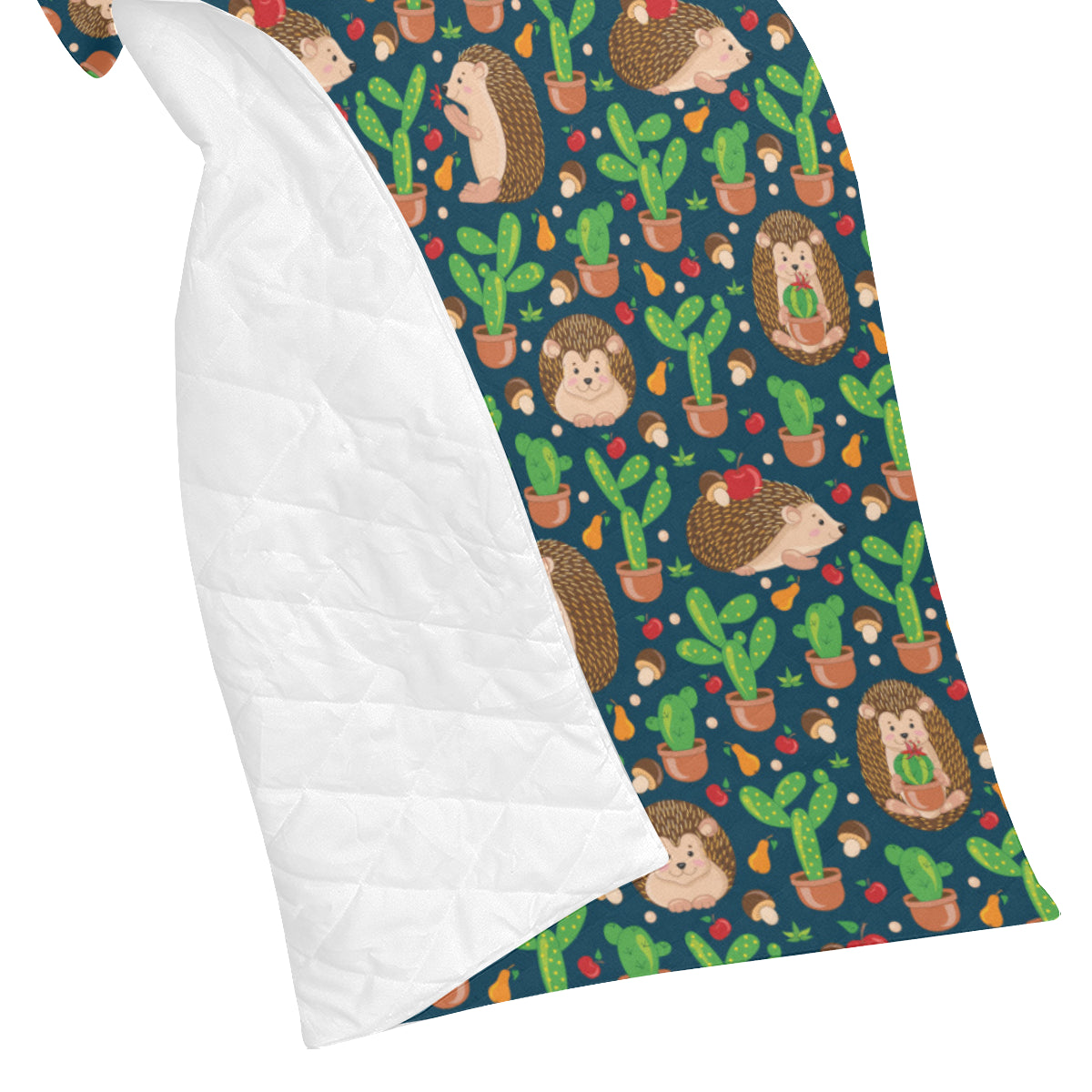 Hedgehog Cactus Pattern Print Design 04 Premium Quilt