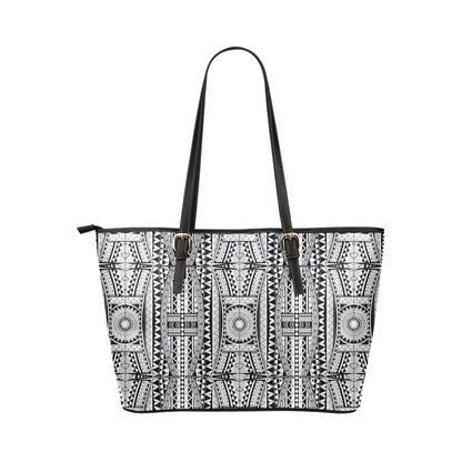 Polynesian Tattoo Design Leather Tote Bag