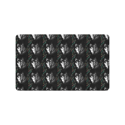 Wolf Black Dream Catcher Design Print Rubber Doormat