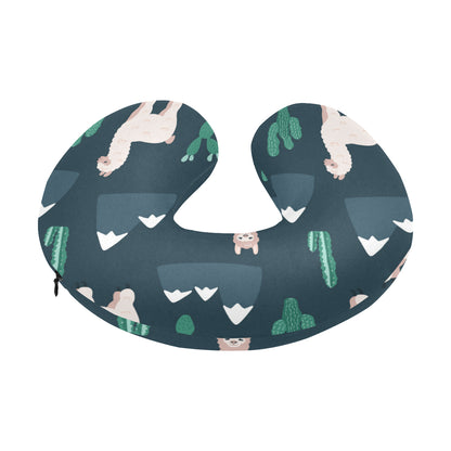 Llama Pattern Print Design 06 U-Shaped Travel Neck Pillow