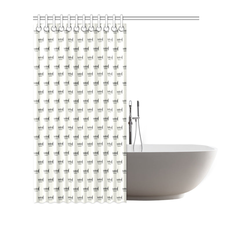 Trumpet Pattern Themed Print Shower Curtain