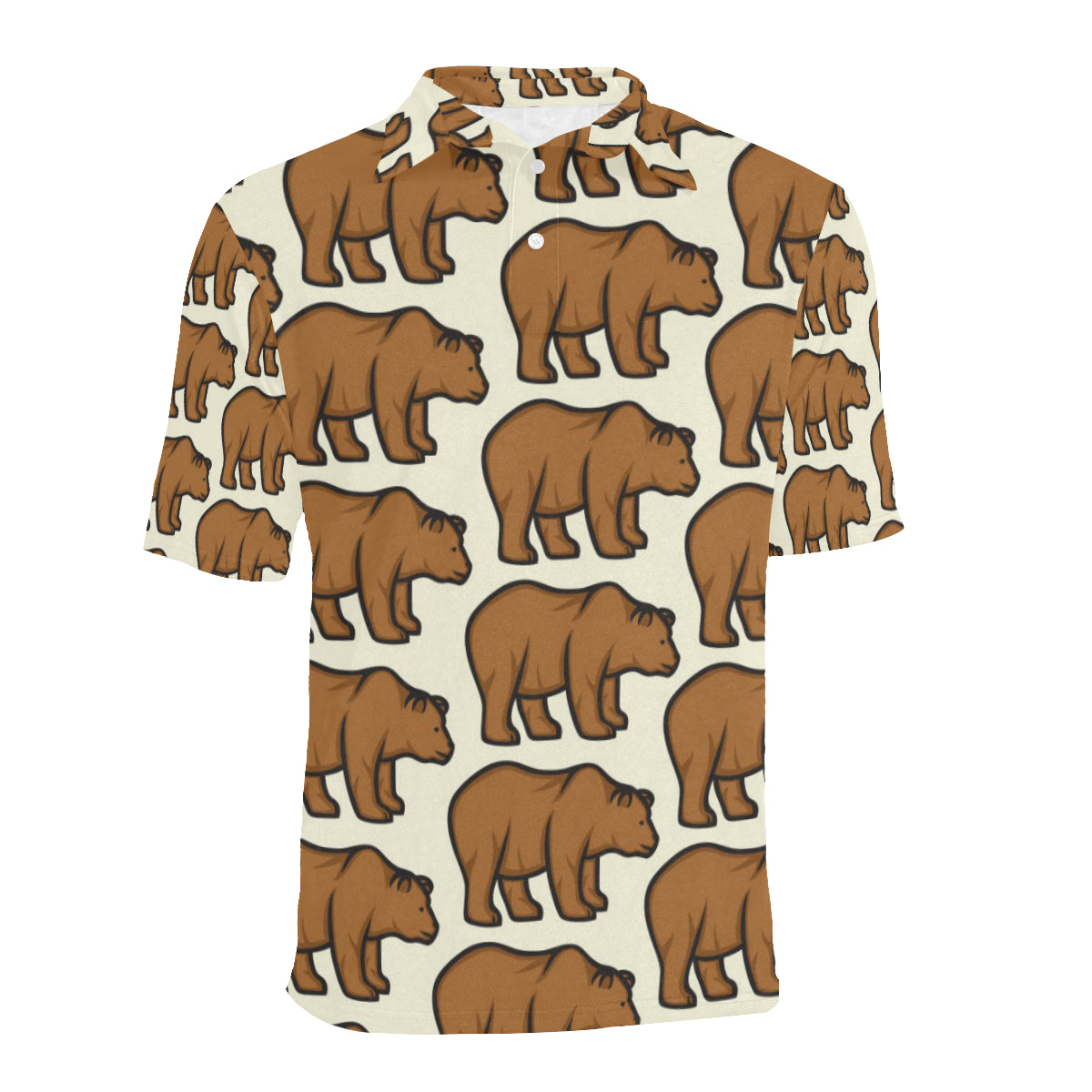 Bear Pattern Print Design BE05 Men Polo Shirt