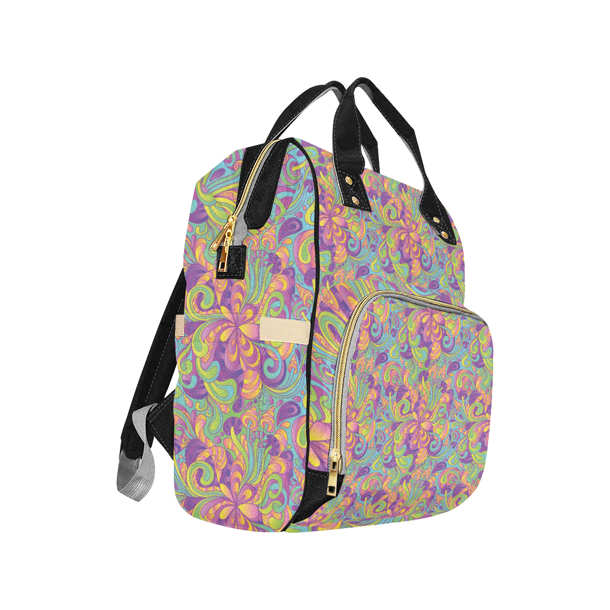 Psychedelic Mushroom Pattern Print Design A05 Diaper Bag Backpack