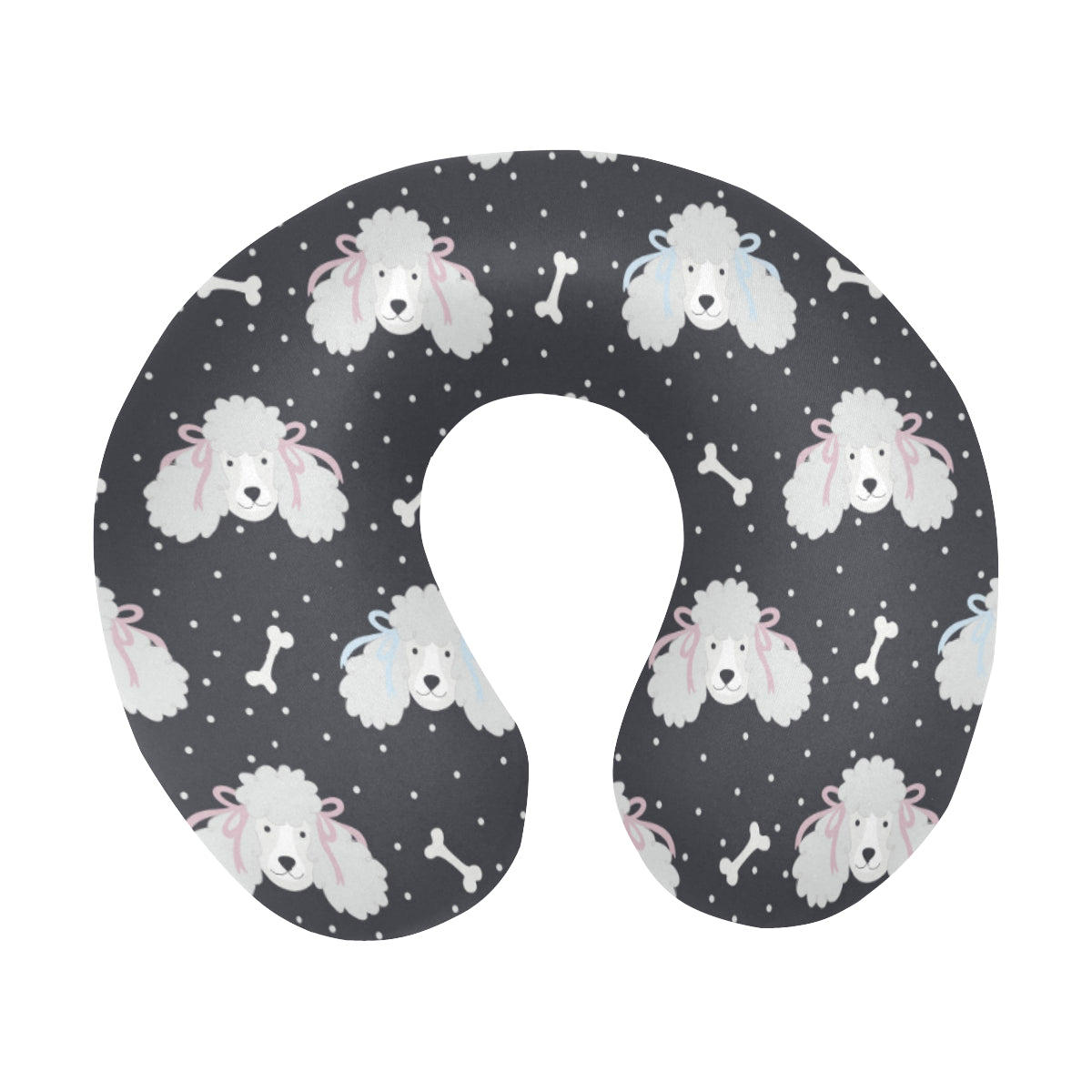 Poodle Pattern Print Design A03 U-Shaped Travel Neck Pillow