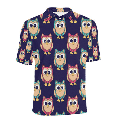 Owl Pattern Print Design A06 Men Polo Shirt