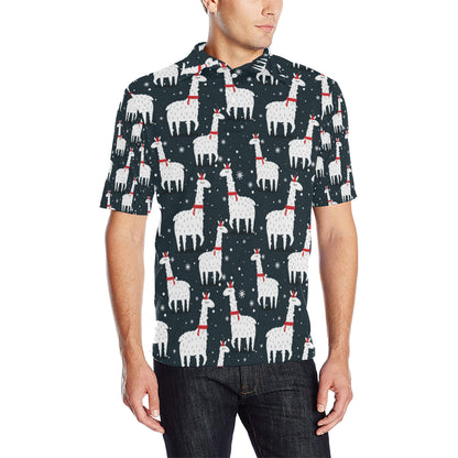 Alpaca Pattern Print Design 04 Men Polo Shirt