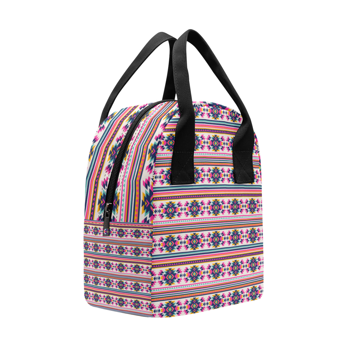 Indian Navajo Neon Themed Design Print Insulated Lunch Bag