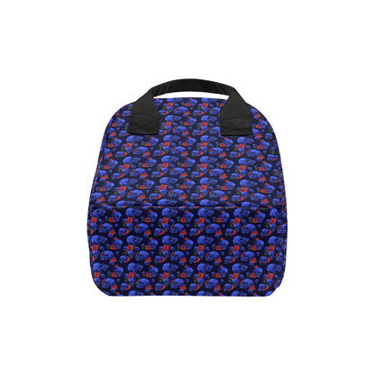 Skull Roses Neon Design Themed Print Insulated Lunch Bag