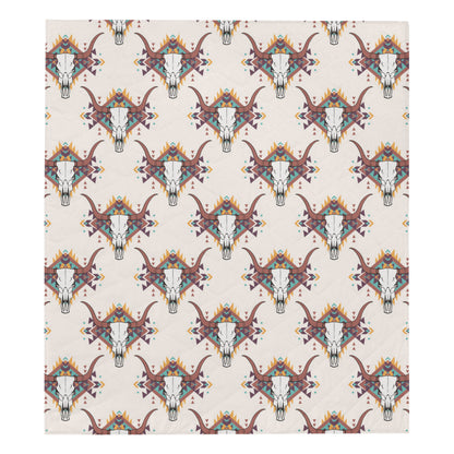 Buffalo Head Pattern Print Design 02 Premium Quilt