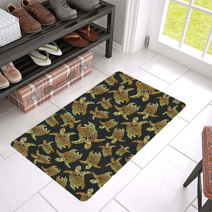Gold Tribal Turtle Polynesian Themed Rubber Doormat