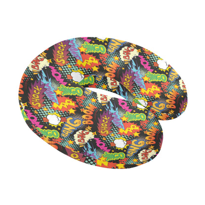 Comic Book Pattern Print Design 01 U-Shaped Travel Neck Pillow