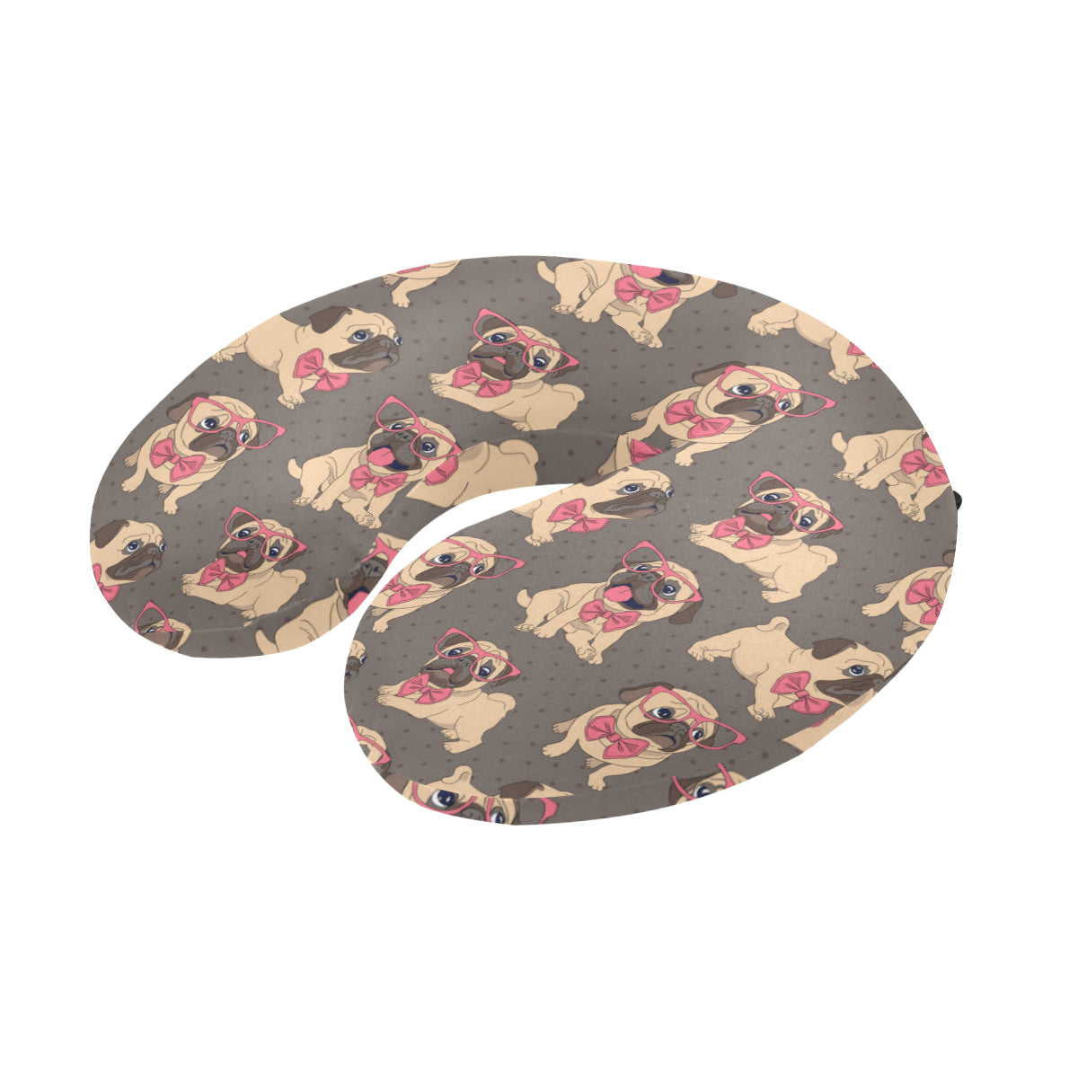 Pug Pattern Print Design A05 U-Shaped Travel Neck Pillow