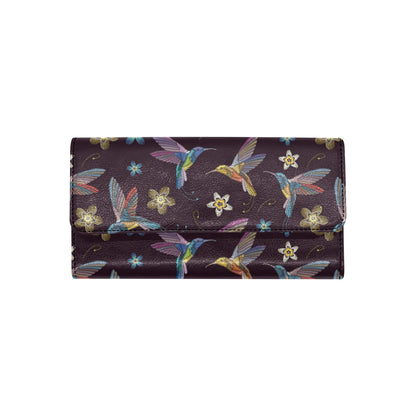 Hummingbird Pattern Print Design 04 Women's Trifold Wallet