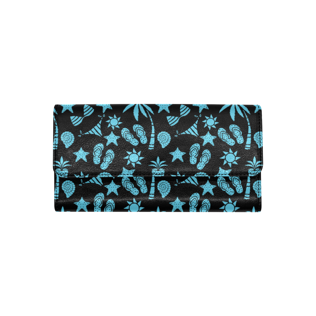 Beach Scene Pattern Print Design 03 Women's Trifold Wallet