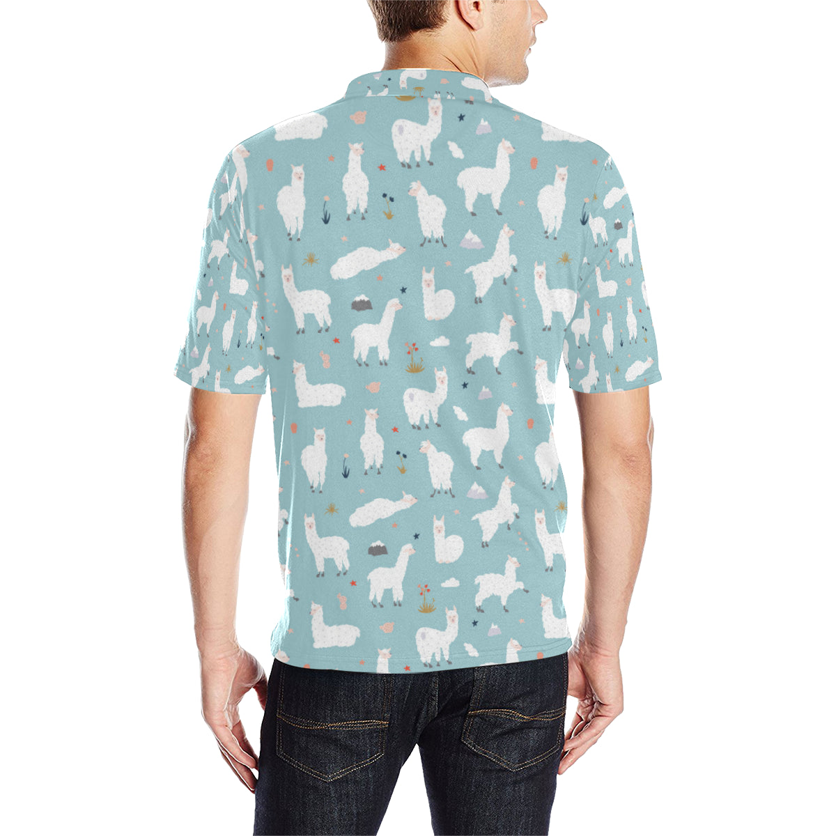 Alpaca Pattern Print Design 02 Men Polo Shirt