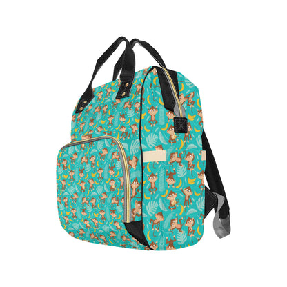 Monkey Happy Design Themed Print Diaper Bag Backpack