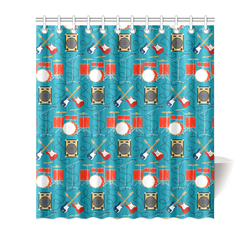 Drum Set Guitar Pattern Print Design 02 Shower Curtain