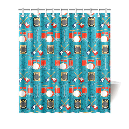 Drum Set Guitar Pattern Print Design 02 Shower Curtain
