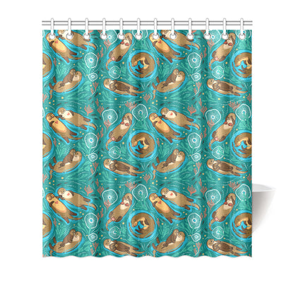 Sea Otter Pattern Print Design 01 Shower Curtain