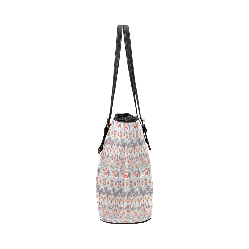 Swedish Nordic Design Print Leather Tote Bag