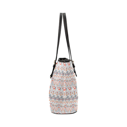 Swedish Nordic Design Print Leather Tote Bag