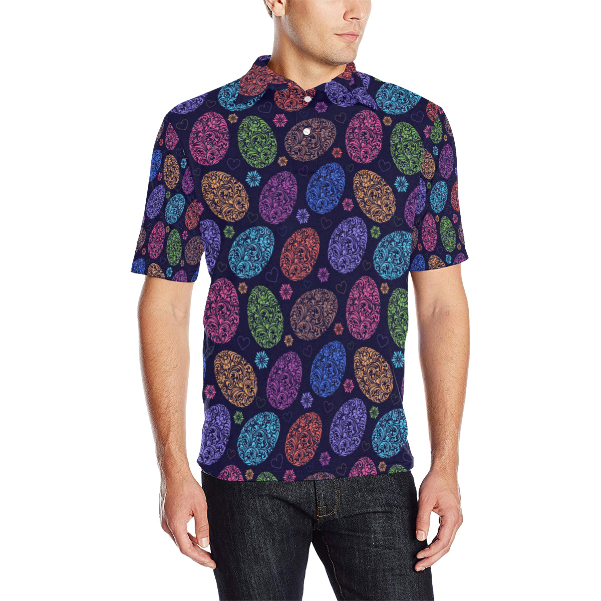 Easter Eggs Pattern Print Design RB012 Men Polo Shirt