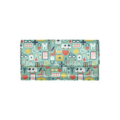 Medical Pattern Print Design 02 Women's Trifold Wallet