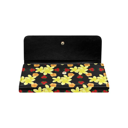 Yellow Plumeria Pattern Print Design PM04 Women's Trifold Wallet