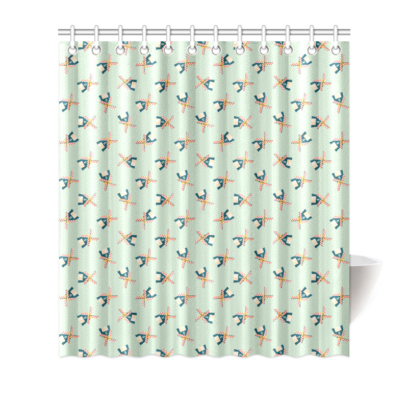 Windmill Pattern Print Design 02 Shower Curtain