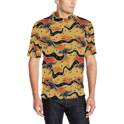 Kangaroos Aboriginal  Pattern Print Design 06 Men Polo Shirt
