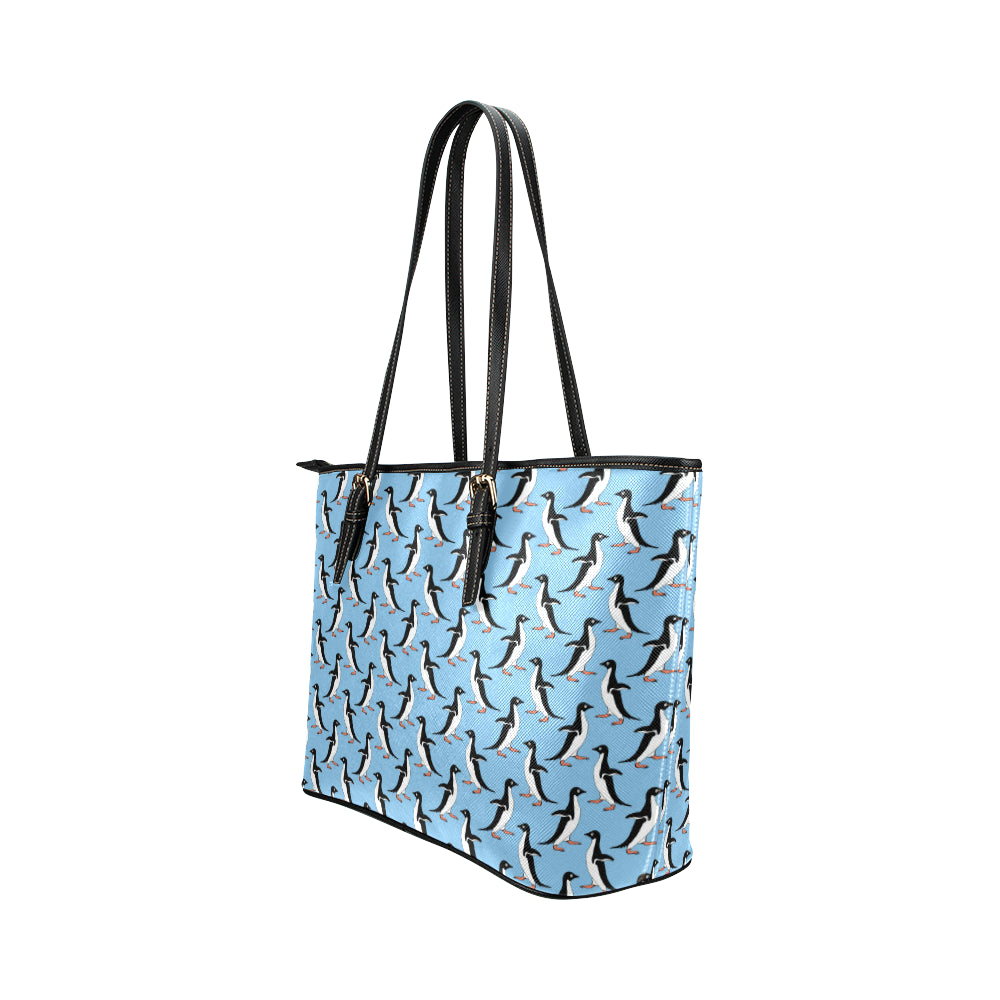 Penguin Dance Pattern Leather Tote Bag