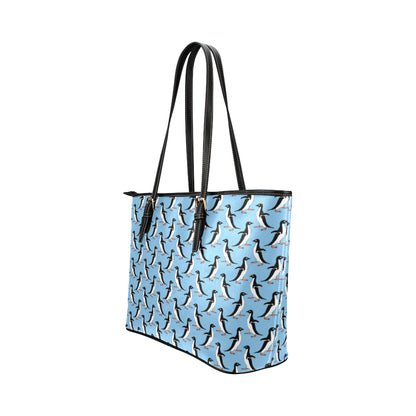 Penguin Dance Pattern Leather Tote Bag